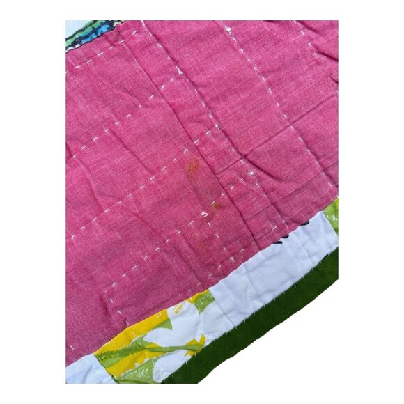 Vtg Handmade Patchwork Crazy Quilt w/Charlie Brown Peanuts Fabric 74"x56" READ - Picture 5 of 12